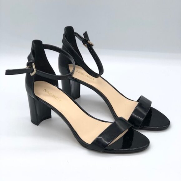 Nine West Black Block Heel Ankle Strap Sandals Size 9M - Picture 1 of 3